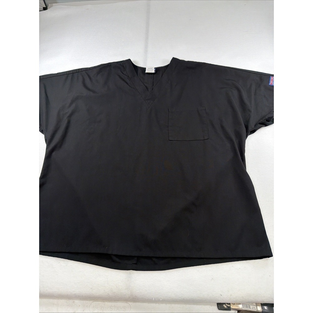 X-LARGE Cherokee Workwear Scrubs Cargo Scrub SHIRT #4777 BLK -FRONT POCKET